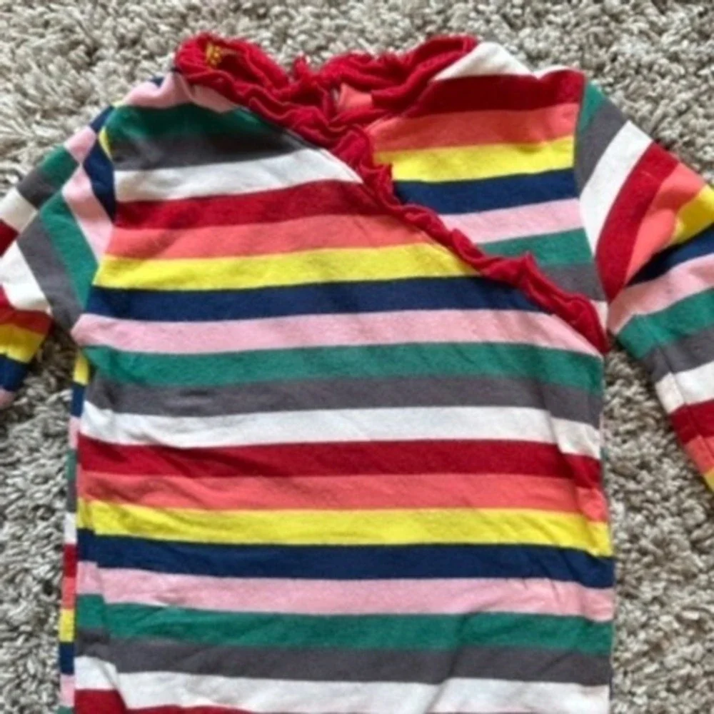 KicKee Pants Bamboo 6-12 Months‎ Striped Ruffle Trim Long Sleeve Baby Bodysuit